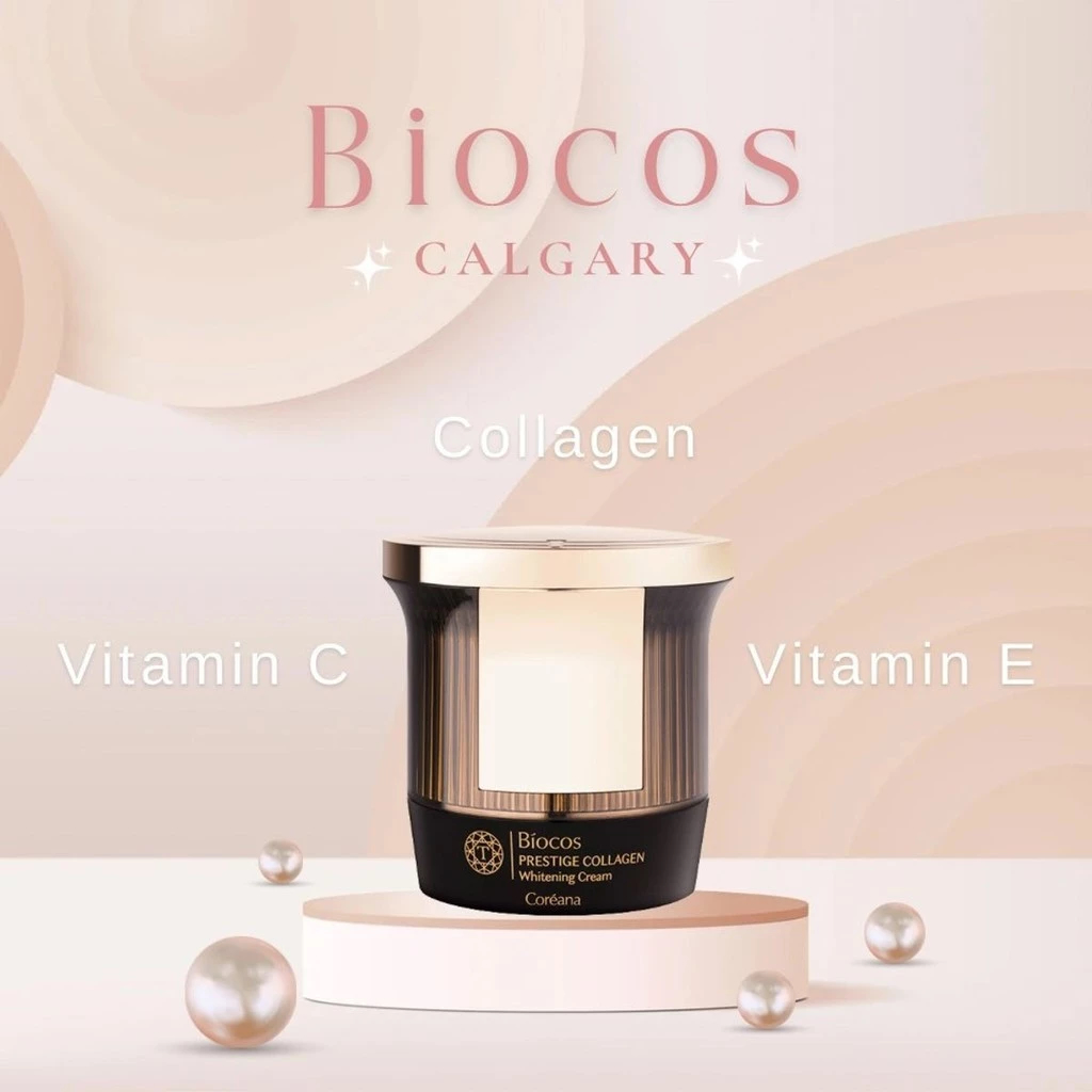 Kem Dưỡng Trắng Da BIOCOS Prestige Collagen Whitening Cream – Mờ Nám, Căng Mịn, Nhập Khẩu Hàn Quốc – Coreana – Hũ 50g